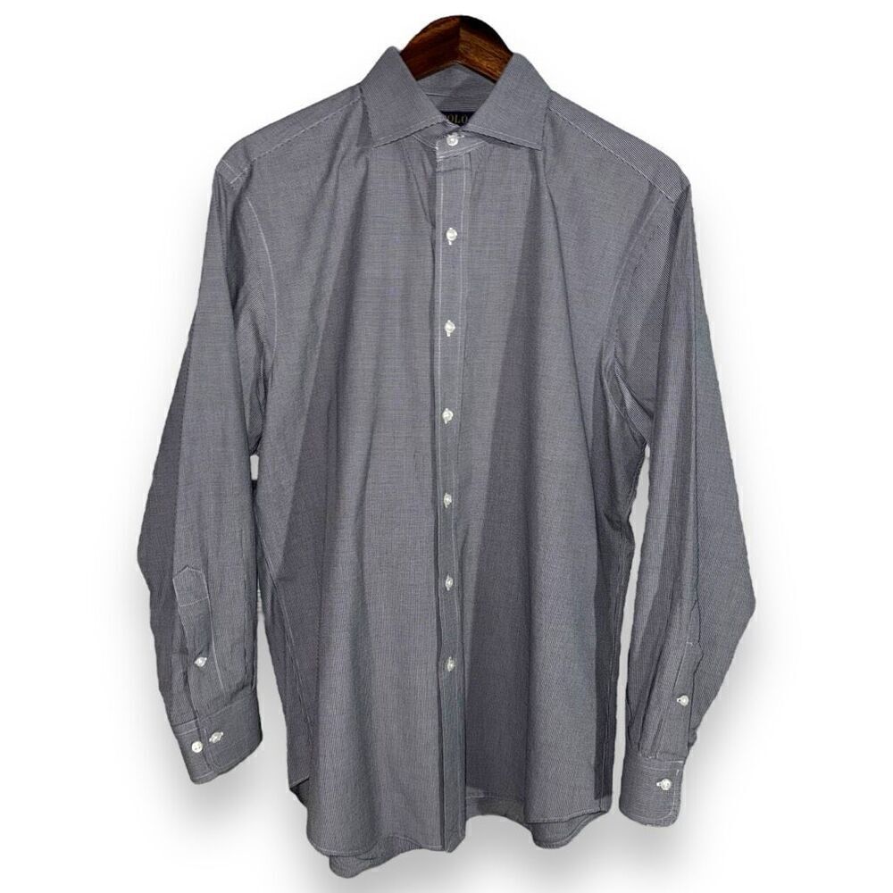 Polo Ralph Lauren Navy Micro Check Dress Shirt M 16 33